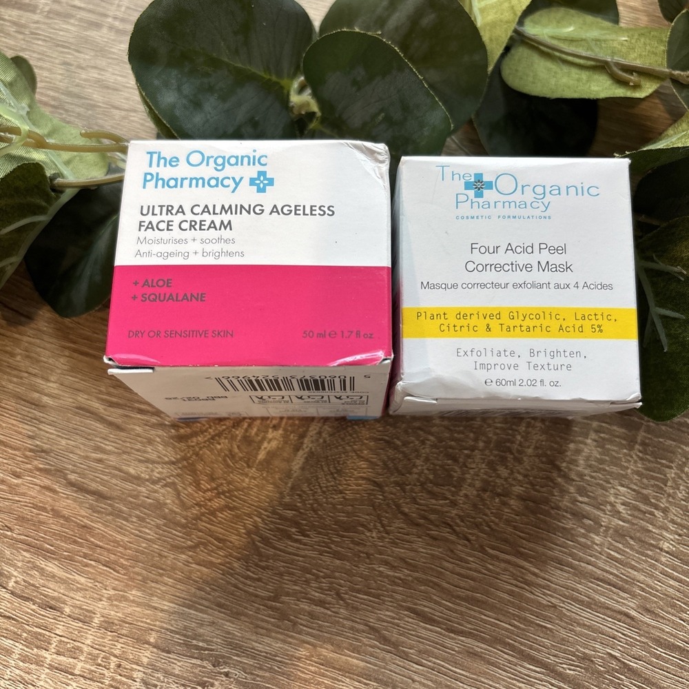 LOT OF 2 The Organic Pharmacy Ultra Calming Ageless Face Cream Four Acid Peel